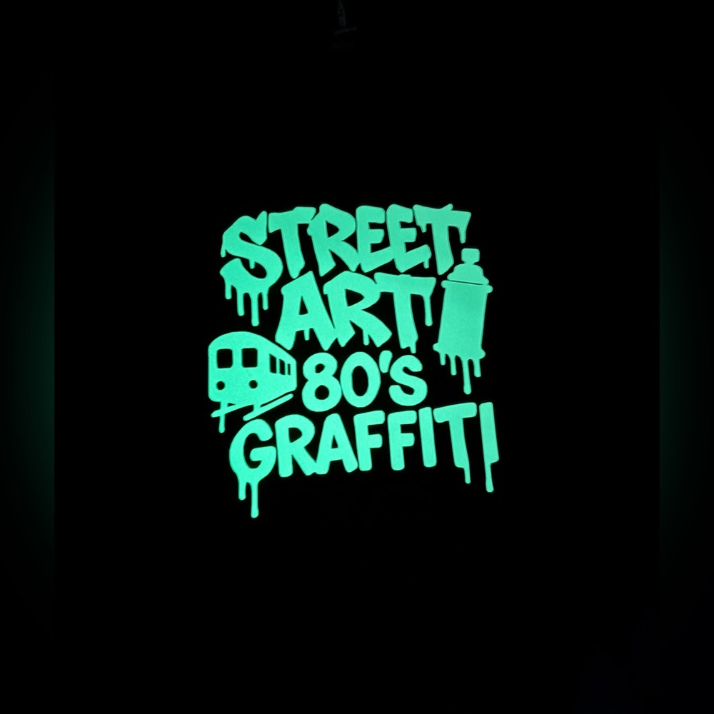 Gildan Black T-Shirt with Glow-in-the-dark Street Art Design
